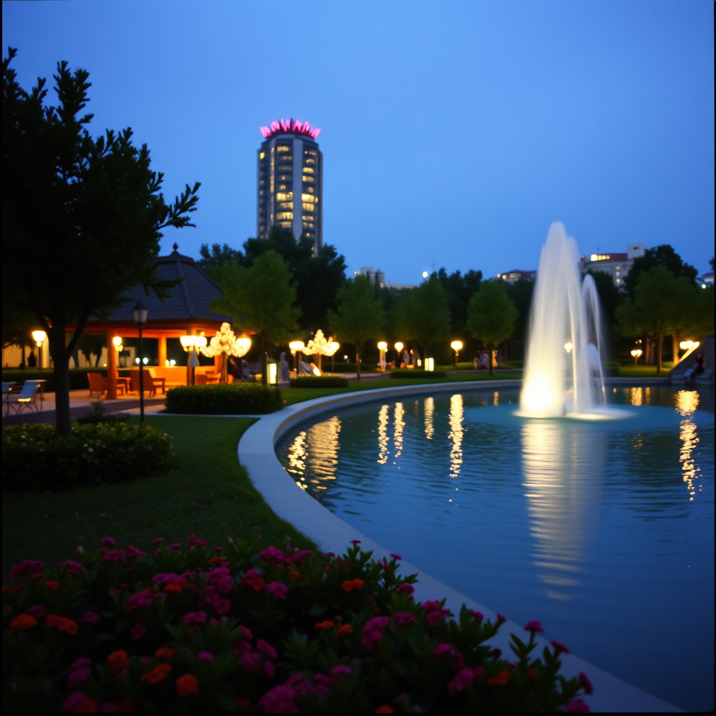 Ataşehir Watergarden, gece aydınlatmalarıyla birlikte modern bir alışveriş ve yaşam merkezi manzarası